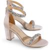 DREAM PAIRS Women’s Chunk Low Heel Pump Sandals(Nude Pink-satin)