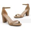 DREAM PAIRS Women’s Chunk Low Heel Pump Sandals(Nude Pu)