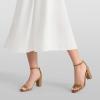 DREAM PAIRS Women’s Chunk Low Heel Pump Sandals(Nude Pu)