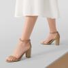 DREAM PAIRS Women’s Chunk Low Heel Pump Sandals(Nude Pu)
