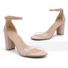DREAM PAIRS Women’s Chunk Low Heel Pump Sandals(Nude/Clear)