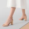 DREAM PAIRS Women’s Chunk Low Heel Pump Sandals(Nude/Nubuck)