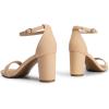 DREAM PAIRS Women’s Chunk Low Heel Pump Sandals(Nude/Nubuck)