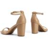 DREAM PAIRS Women’s Chunk Low Heel Pump Sandals(Nude/Pu)