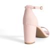 DREAM PAIRS Women’s Chunk Low Heel Pump Sandals(Pink)