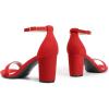 DREAM PAIRS Women’s Chunk Low Heel Pump Sandals(Red-1)