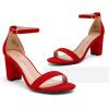 DREAM PAIRS Women’s Chunk Low Heel Pump Sandals(Red-1)