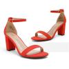 DREAM PAIRS Women’s Chunk Low Heel Pump Sandals(Red/Suede)
