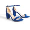 DREAM PAIRS Women’s Chunk Low Heel Pump Sandals(Royal/Blue)
