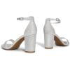 DREAM PAIRS Women’s Chunk Low Heel Pump Sandals(Silver/Glitter)