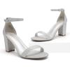 DREAM PAIRS Women’s Chunk Low Heel Pump Sandals(Silver/Glitter)