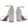 DREAM PAIRS Women’s Chunk Low Heel Pump Sandals(Silver/Rhinestone)