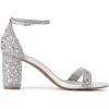 DREAM PAIRS Women’s Chunk Low Heel Pump Sandals(Silver/Rhinestone)