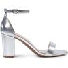 DREAM PAIRS Women’s Chunk Low Heel Pump Sandals(Silver-metallic)