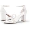 DREAM PAIRS Women’s Chunk Low Heel Pump Sandals(White/Pearl)