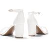 DREAM PAIRS Women’s Chunk Low Heel Pump Sandals(White/Pearl)