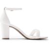 DREAM PAIRS Women’s Chunk Low Heel Pump Sandals(White/Pearl)