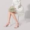 DREAM PAIRS Women’s Chunk Low Heel Pump Sandals(White/Pu)