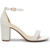 DREAM PAIRS Women’s Chunk Low Heel Pump Sandals(White-pearl)