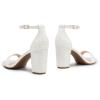 DREAM PAIRS Women’s Chunk Low Heel Pump Sandals(White-pearl)