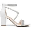 DREAM PAIRS Women’s Chunk Low Heel Pump Sandals(White-pu)