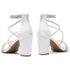 DREAM PAIRS Women’s Chunk Low Heel Pump Sandals(White-pu)