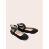 DREAM PAIRS Women’s Comfortable Fashion Elastic Ankle Straps Flats Shoes(Black)