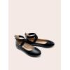 DREAM PAIRS Women’s Comfortable Fashion Elastic Ankle Straps Flats Shoes(Black/Pu)