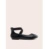 DREAM PAIRS Women’s Comfortable Fashion Elastic Ankle Straps Flats Shoes(Black/Pu)