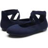 DREAM PAIRS Women’s Comfortable Fashion Elastic Ankle Straps Flats Shoes(Navy)