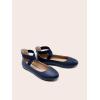 DREAM PAIRS Women’s Comfortable Fashion Elastic Ankle Straps Flats Shoes(Navy-pu)