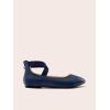 DREAM PAIRS Women’s Comfortable Fashion Elastic Ankle Straps Flats Shoes(Navy-pu)