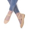 DREAM PAIRS Women’s Comfortable Fashion Elastic Ankle Straps Flats Shoes(Nude)