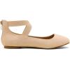 DREAM PAIRS Women’s Comfortable Fashion Elastic Ankle Straps Flats Shoes(Nude)