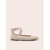 DREAM PAIRS Women’s Comfortable Fashion Elastic Ankle Straps Flats Shoes(Nude-knit)