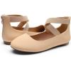 DREAM PAIRS Women’s Comfortable Fashion Elastic Ankle Straps Flats Shoes(Nude-nubuck)