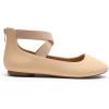DREAM PAIRS Women’s Comfortable Fashion Elastic Ankle Straps Flats Shoes(Nude-nubuck)