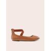 DREAM PAIRS Women’s Comfortable Fashion Elastic Ankle Straps Flats Shoes(Tan/Pu)