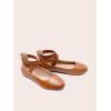 DREAM PAIRS Women’s Comfortable Fashion Elastic Ankle Straps Flats Shoes(Tan/Pu)