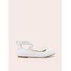 DREAM PAIRS Women’s Comfortable Fashion Elastic Ankle Straps Flats Shoes(White/Pu)