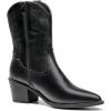 DREAM PAIRS Women’s Cowboy Boots, Pointed Toe Chunky Heel, Zipper Pull-On Stitched Western Ankle Boots(Black)