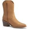 DREAM PAIRS Women’s Cowboy Boots, Pointed Toe Chunky Heel, Zipper Pull-On Stitched Western Ankle Boots(Khaki-pu)