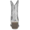 DREAM PAIRS Women’s Cowboy Boots, Pointed Toe Chunky Heel, Zipper Pull-On Stitched Western Ankle Boots(Silver-pu)