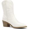 DREAM PAIRS Women’s Cowboy Boots, Pointed Toe Chunky Heel, Zipper Pull-On Stitched Western Ankle Boots(White)