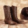 DREAM PAIRS Women’s Cowboy Boots Pull On Cowgirl Boots Mid Calf Western Boots, Available in Regular and Wide Calf(Brown-pu)