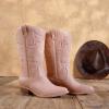 DREAM PAIRS Women’s Cowboy Boots Pull On Cowgirl Boots Mid Calf Western Boots, Available in Regular and Wide Calf(Pink)