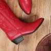 DREAM PAIRS Women’s Cowboy Boots Pull On Cowgirl Boots Mid Calf Western Boots, Available in Regular and Wide Calf(Red)