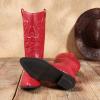 DREAM PAIRS Women’s Cowboy Boots Pull On Cowgirl Boots Mid Calf Western Boots, Available in Regular and Wide Calf(Red)