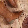 DREAM PAIRS Women’s Cowboy Boots Pull On Cowgirl Boots Mid Calf Western Boots, Available in Regular and Wide Calf(Tan)