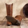 DREAM PAIRS Women’s Cowboy Boots Pull On Cowgirl Boots Mid Calf Western Boots, Available in Regular and Wide Calf(Tan)
